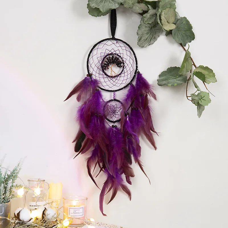 Wall Hanging Dream catchers Gem Crystal Tree Of Life Dream Catcher Home Decoration Room Wind Chimes Ornaments Dream Catchers