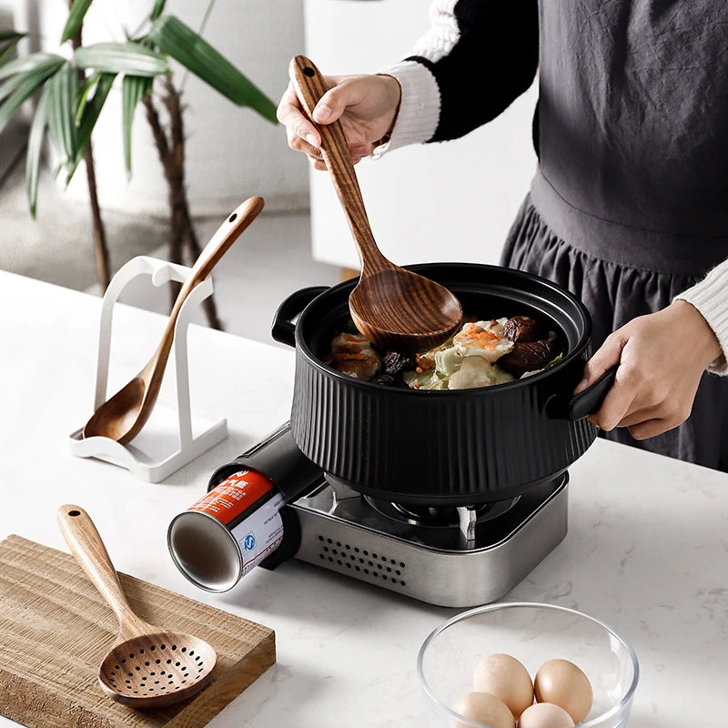 Natural Thai Teak Wood Kitchen Set – Rice Colander, Soup Skimmer & Cooking Spoons