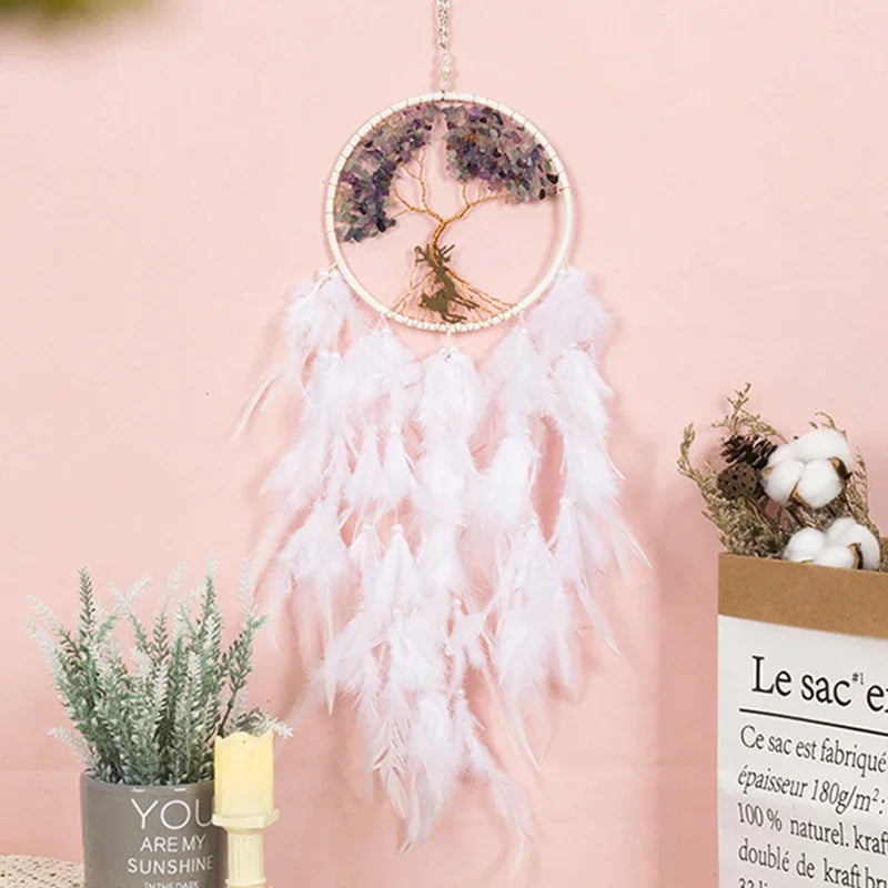 Wall Hanging Dream catchers Gem Crystal Tree Of Life Dream Catcher Home Decoration Room Wind Chimes Ornaments Dream Catchers