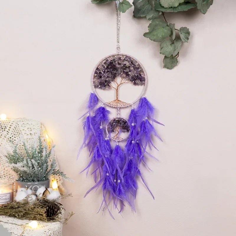 Wall Hanging Dream catchers Gem Crystal Tree Of Life Dream Catcher Home Decoration Room Wind Chimes Ornaments Dream Catchers