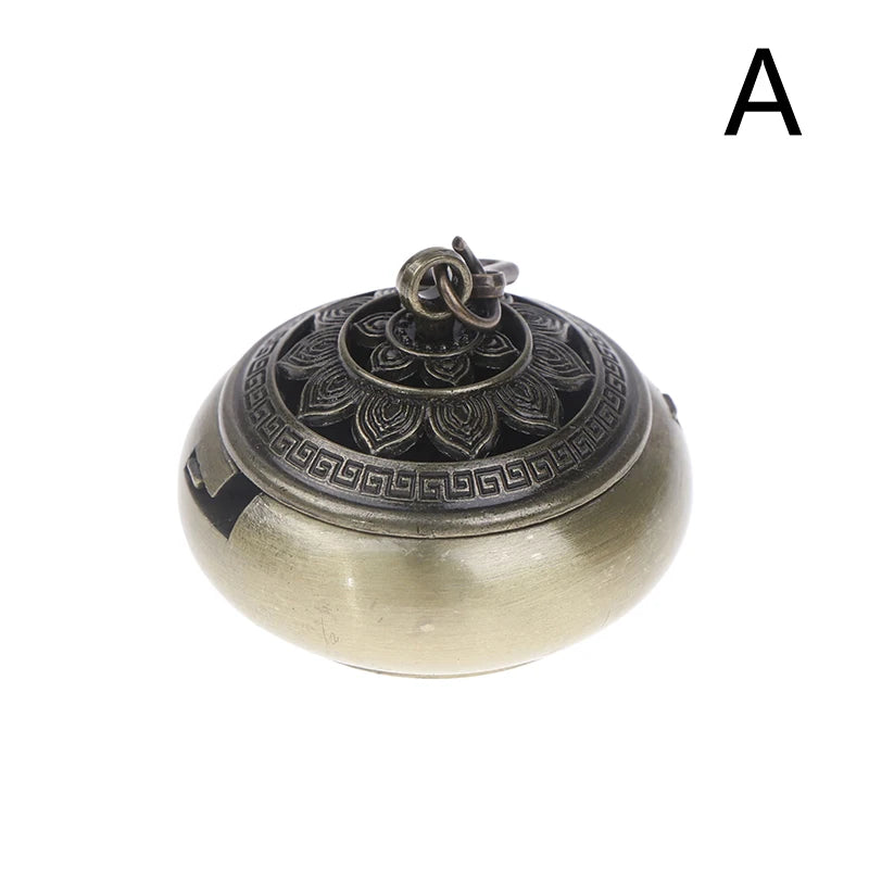 Retro Lotus Flower Incense Burner - Hanging Zinc Alloy