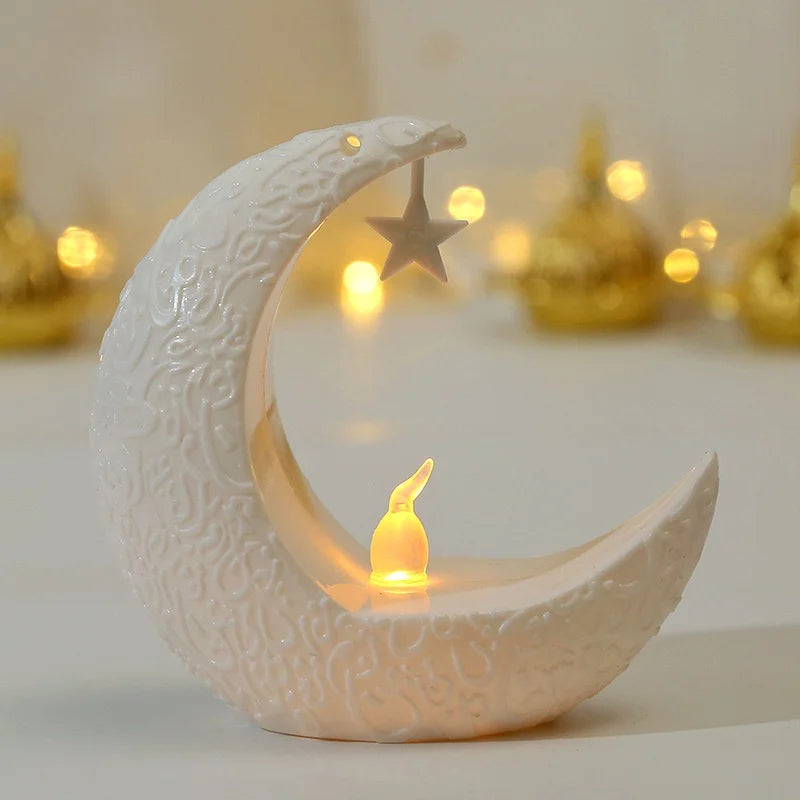 EID Mubarak Star & Moon LED Candlestick Lamp - Ramadan Home Decor