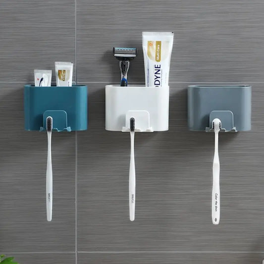 Soporte para cepillos de dientes y afeitadoras de pared sin perforaciones