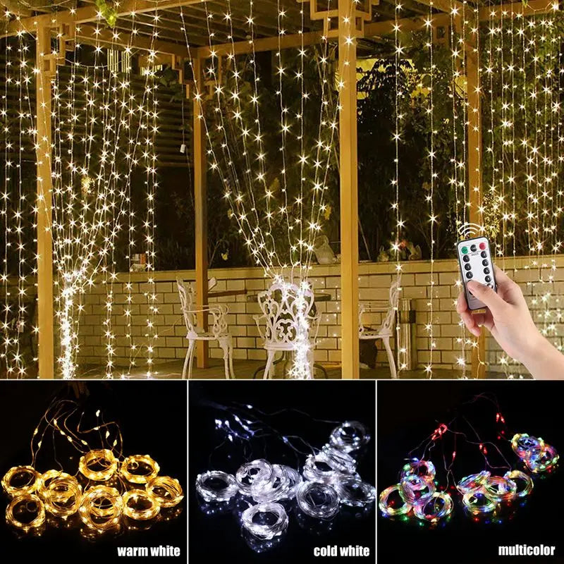 EID Mubarak 2025 LED Curtain Garland - Ramadan & Festive Decor