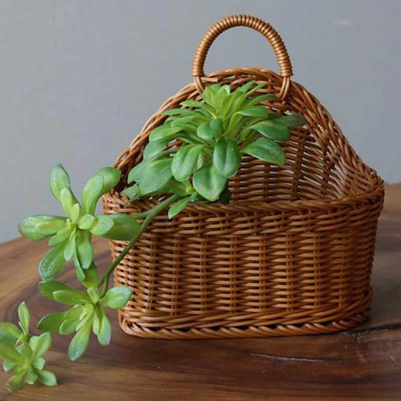 Simulated Rattan Wall-Mounted Produce Basket