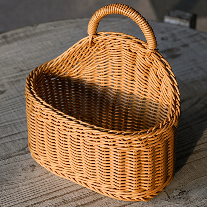 Simulated Rattan Wall-Mounted Produce Basket