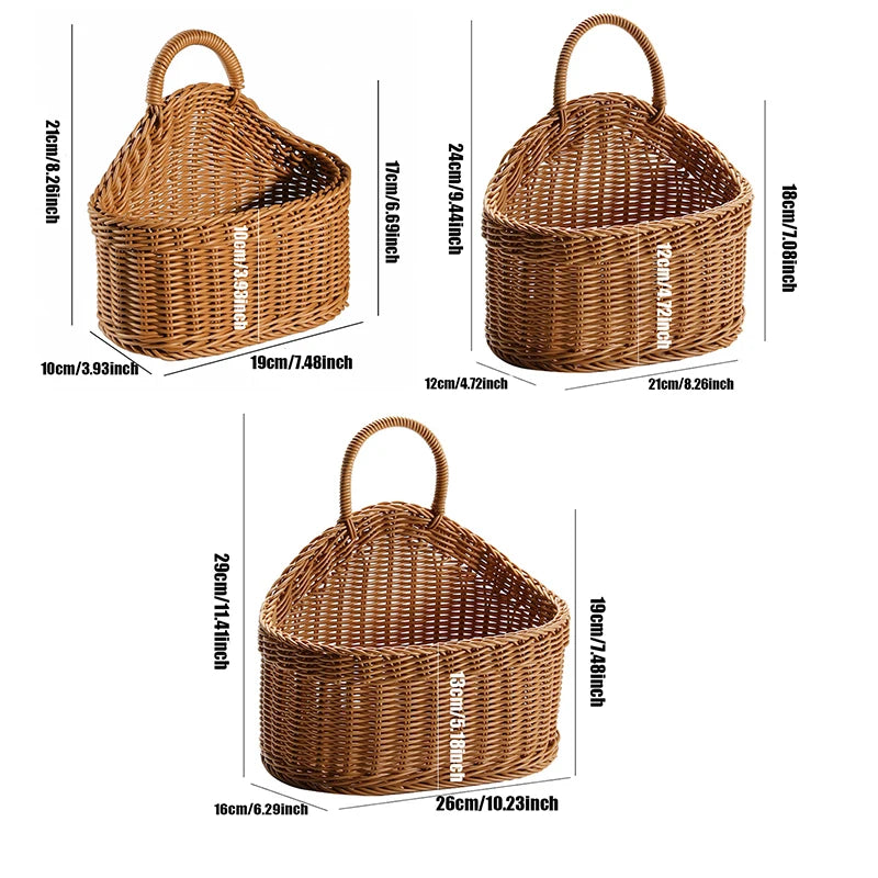 Simulated Rattan Wall-Mounted Produce Basket