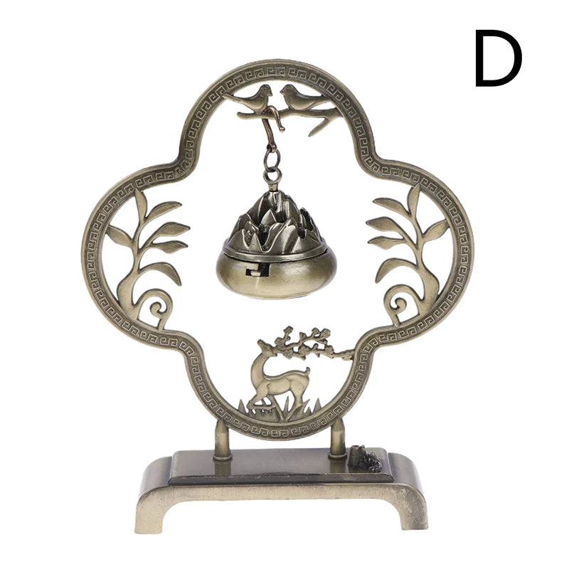 Retro Lotus Flower Incense Burner - Hanging Zinc Alloy