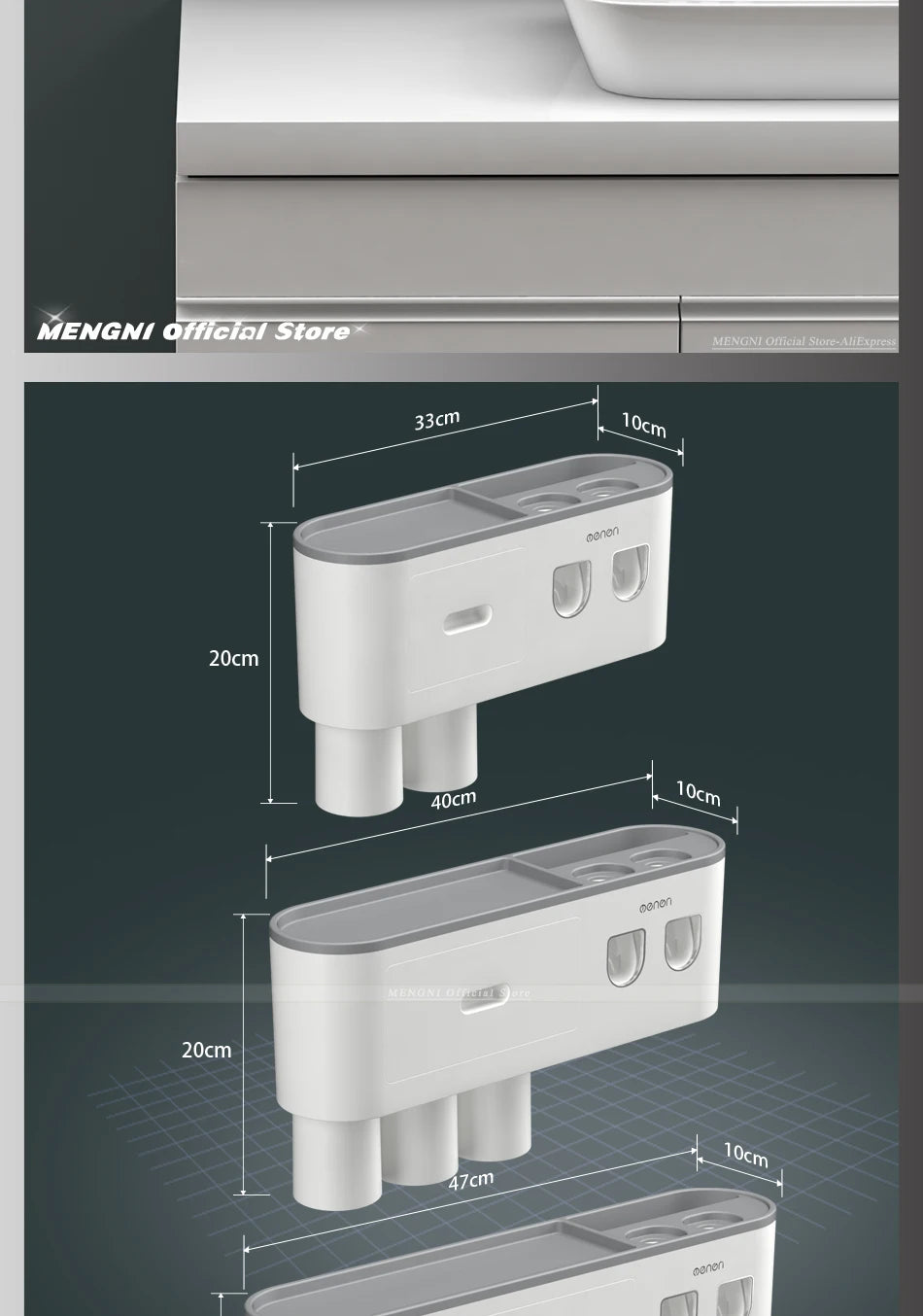 Magnetic Inverted Toothbrush Holder with Automatic Toothpaste Squeezer.