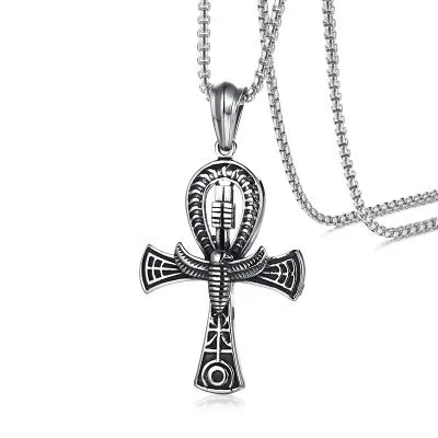 Men's Fresh Life Cross Necklace: Alloy Pendant & Pearl Chain