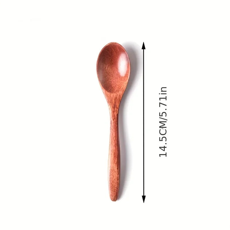 6-Piece Wooden Tea & Coffee Spoon Set - Long, Small, and Dessert Spoons