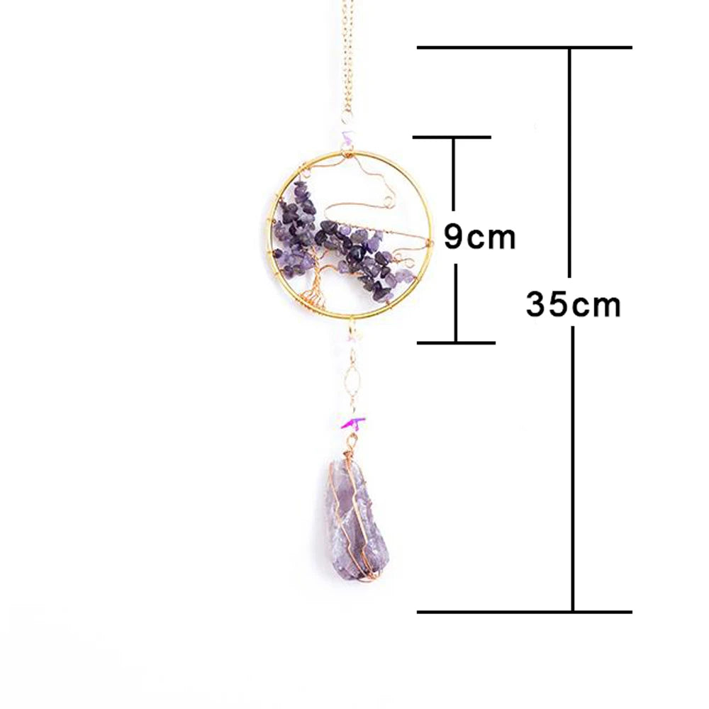 Agate Crystal 7 Chakras Gemstone Dream Catcher Natural Agate Bedroom Wall Hanging Crystal Dream Catcher Home Craft Decorations