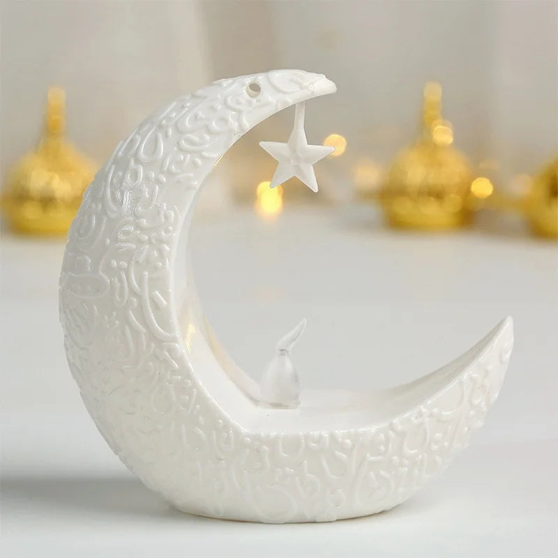 EID Mubarak Star & Moon LED Candlestick Lamp - Ramadan Home Decor