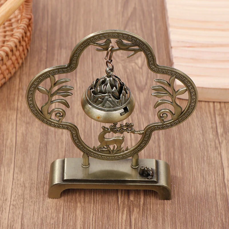 Retro Lotus Flower Incense Burner - Hanging Zinc Alloy