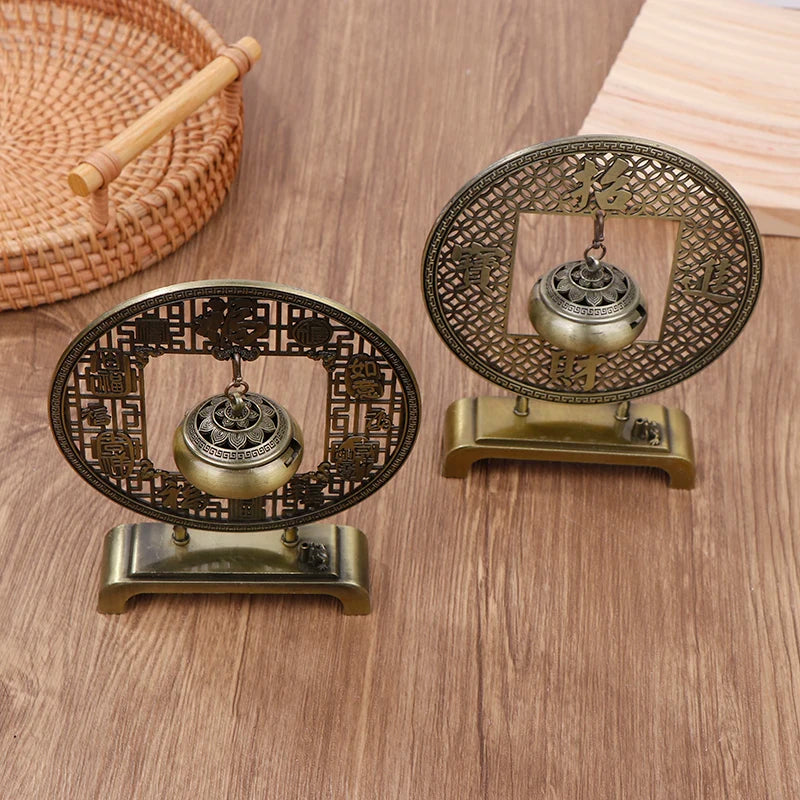 Retro Lotus Flower Incense Burner - Hanging Zinc Alloy