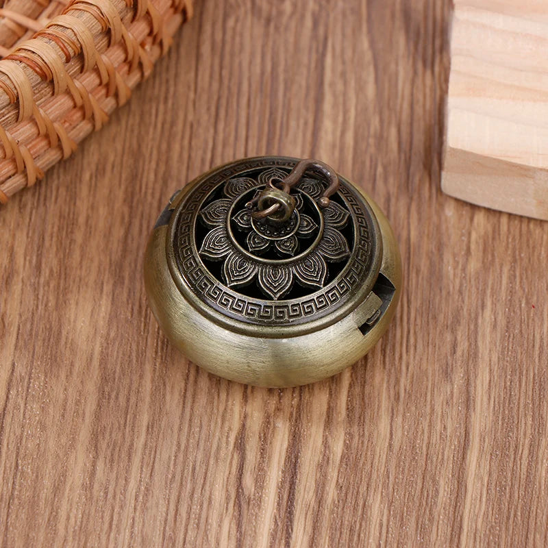 Retro Lotus Flower Incense Burner - Hanging Zinc Alloy