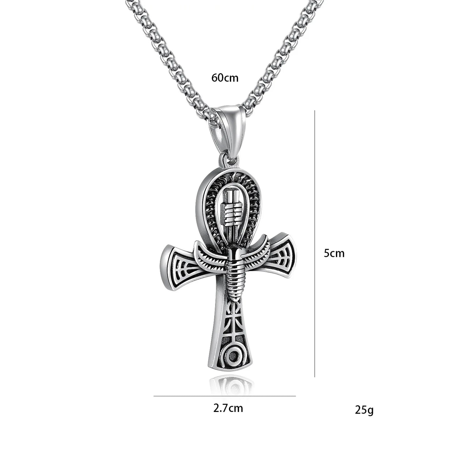 Men's Fresh Life Cross Necklace: Alloy Pendant & Pearl Chain