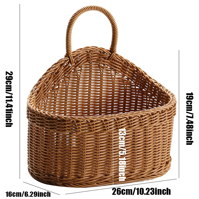 Simulated Rattan Wall-Mounted Produce Basket