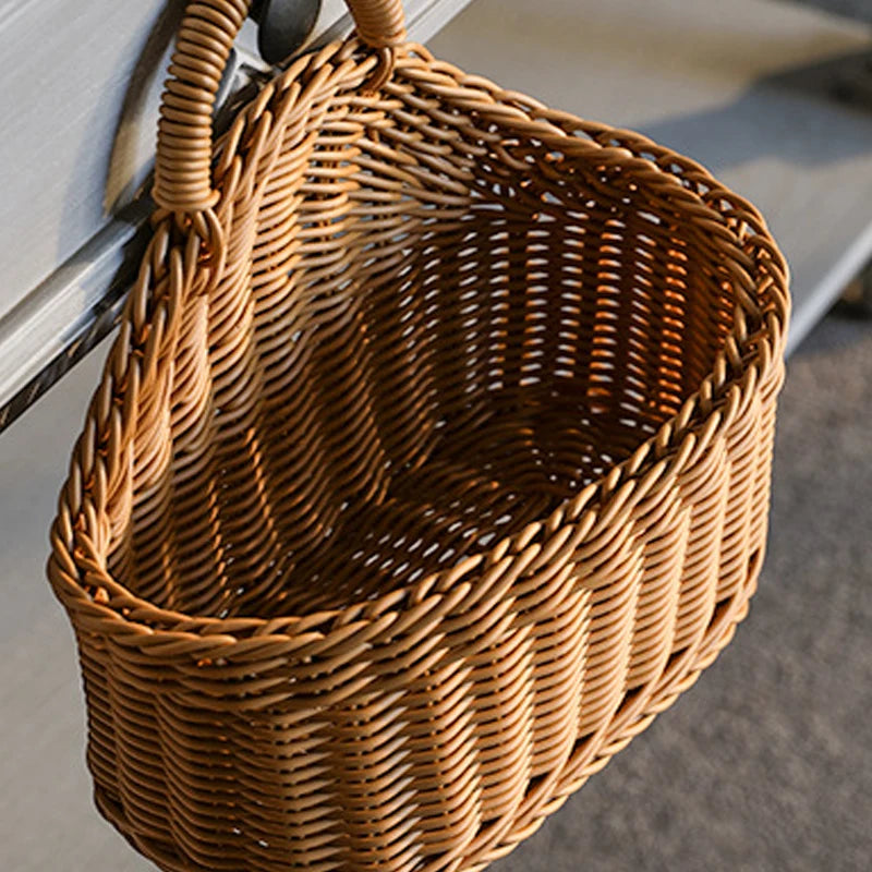 Simulated Rattan Wall-Mounted Produce Basket