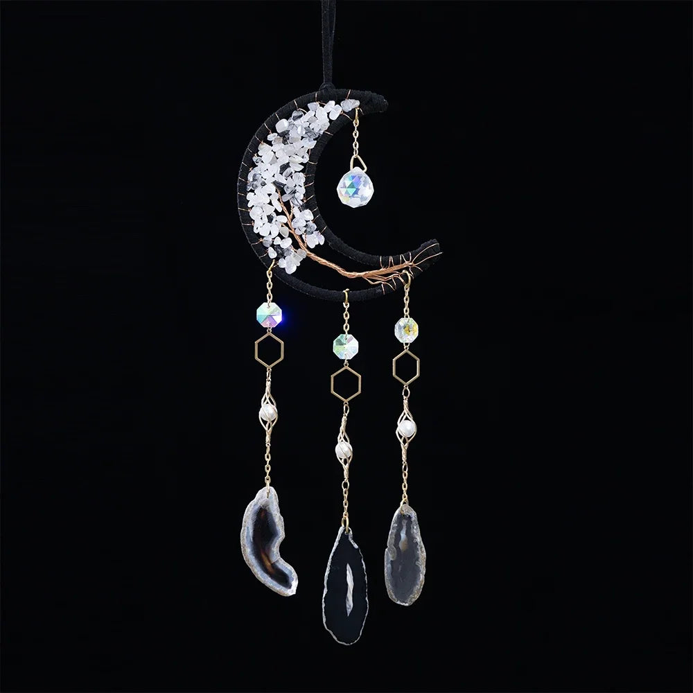 Agate Crystal 7 Chakras Gemstone Dream Catcher Natural Agate Bedroom Wall Hanging Crystal Dream Catcher Home Craft Decorations