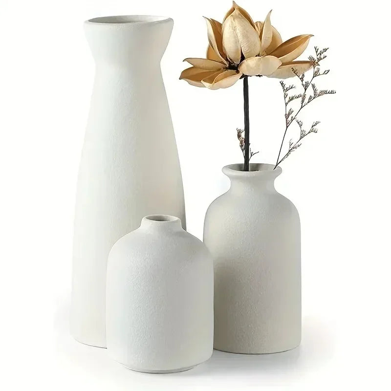 Rustic Ceramic Vase Set for Farmhouse Decor