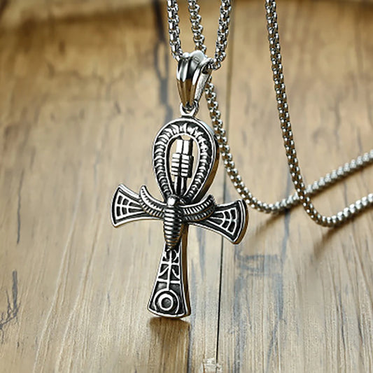 Collier croix Fresh Life pour homme : pendentif en alliage et chaîne en perles