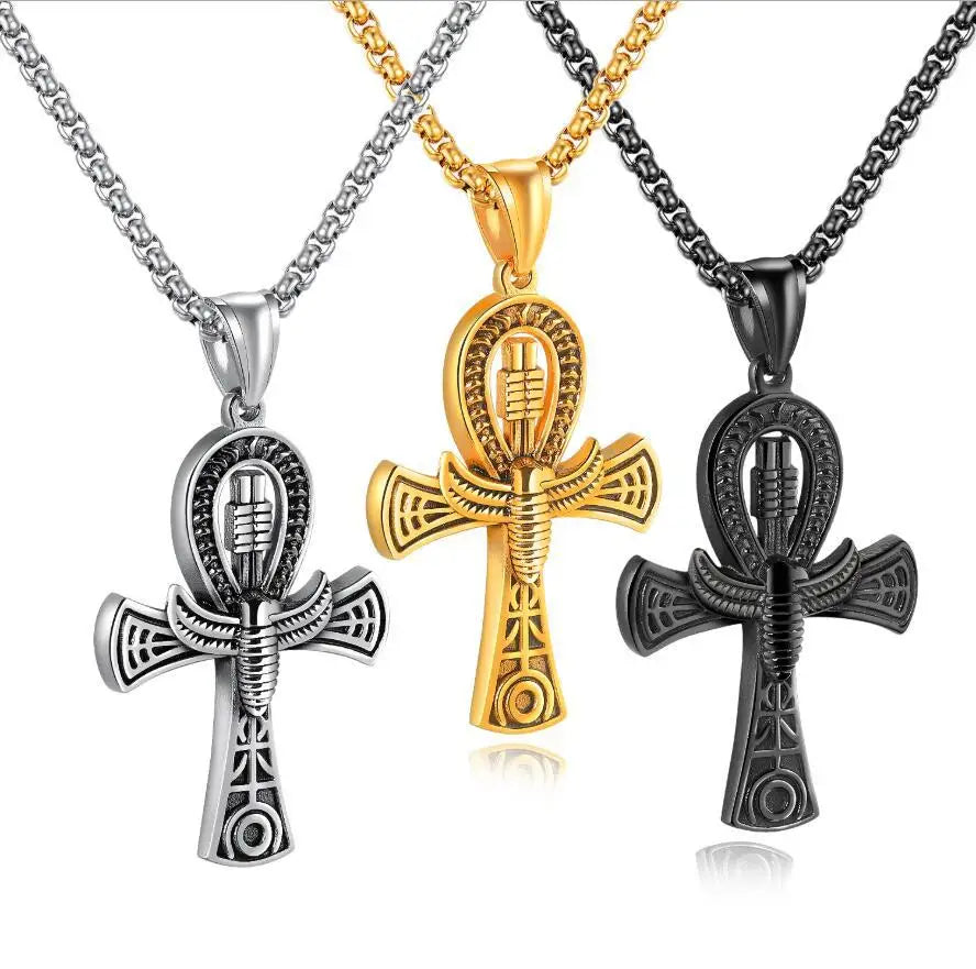 Men's Fresh Life Cross Necklace: Alloy Pendant & Pearl Chain