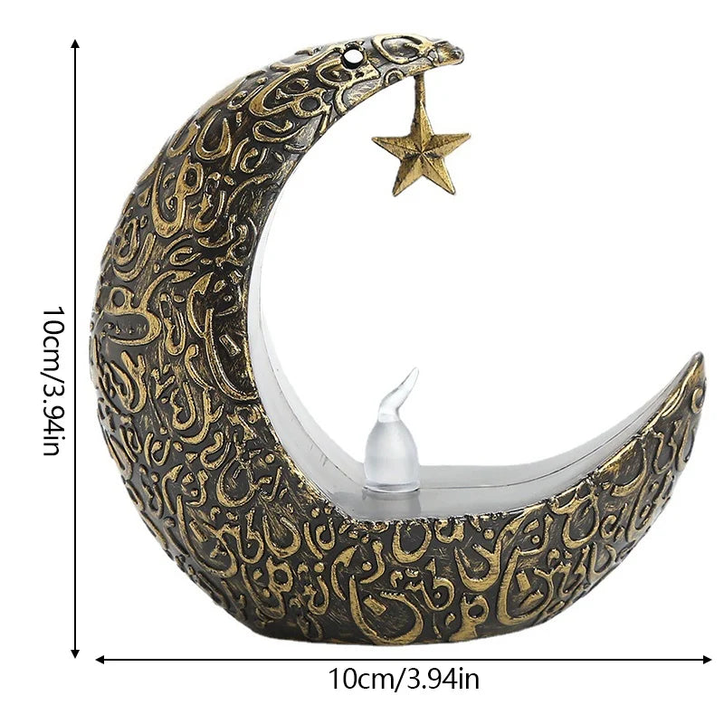 EID Mubarak Star & Moon LED Candlestick Lamp - Ramadan Home Decor