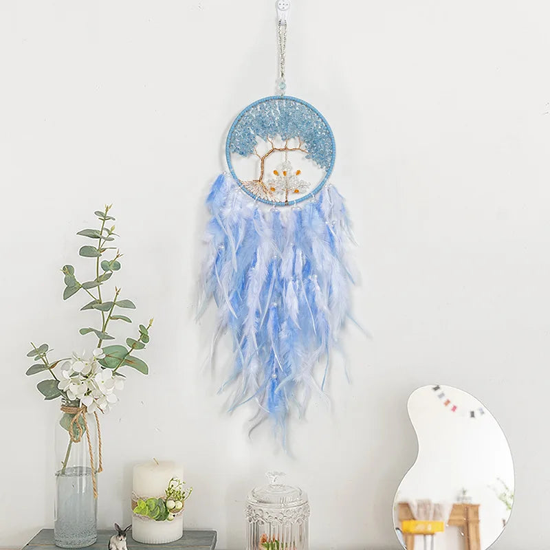 Wall Hanging Dream catchers Gem Crystal Tree Of Life Dream Catcher Home Decoration Room Wind Chimes Ornaments Dream Catchers