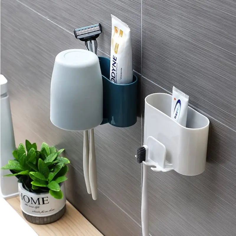 Punch-Free Wall-Mounted Toothbrush & Shaver Holder