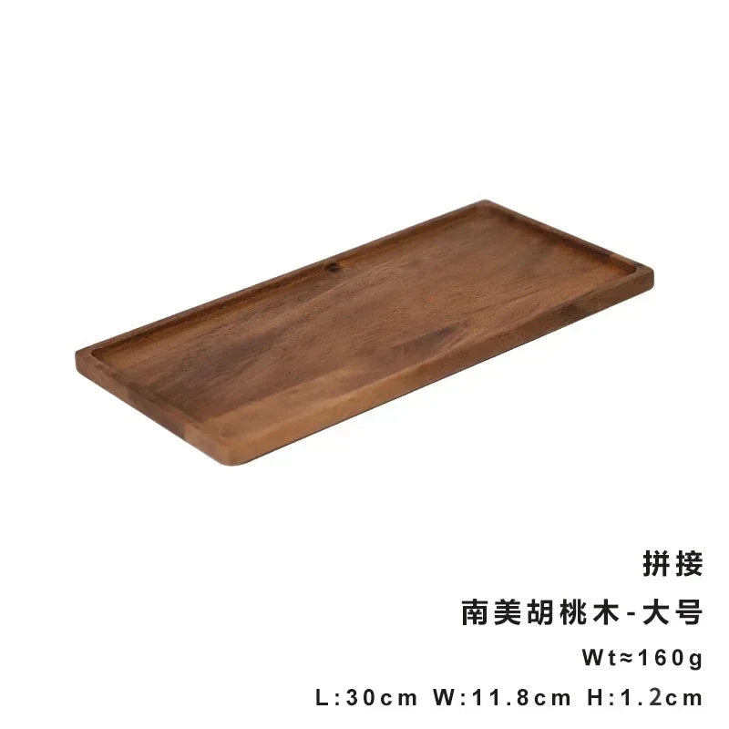 Rectangle Wooden Tea Tray - Serving Plate for Snacks & Food Storage