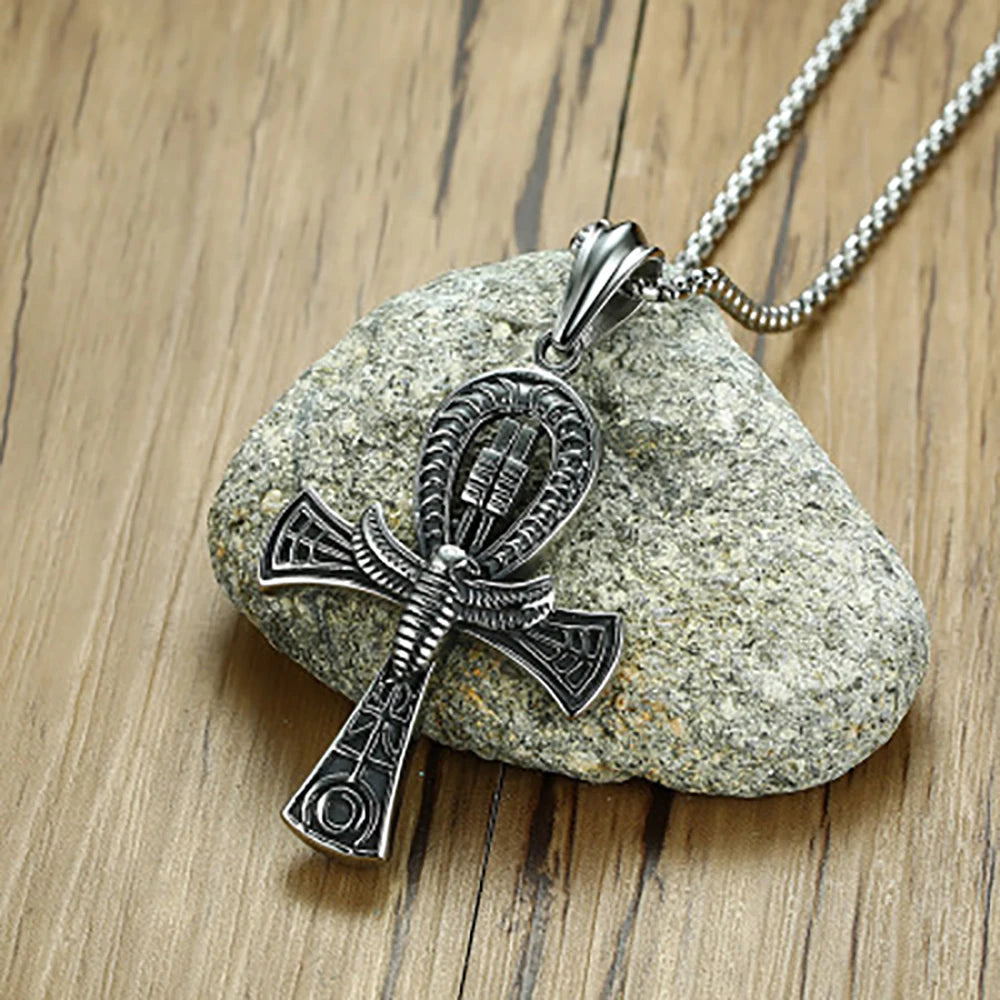 Men's Fresh Life Cross Necklace: Alloy Pendant & Pearl Chain