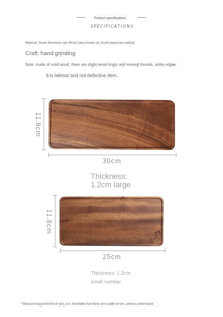 Rectangle Wooden Tea Tray - Serving Plate for Snacks & Food Storage