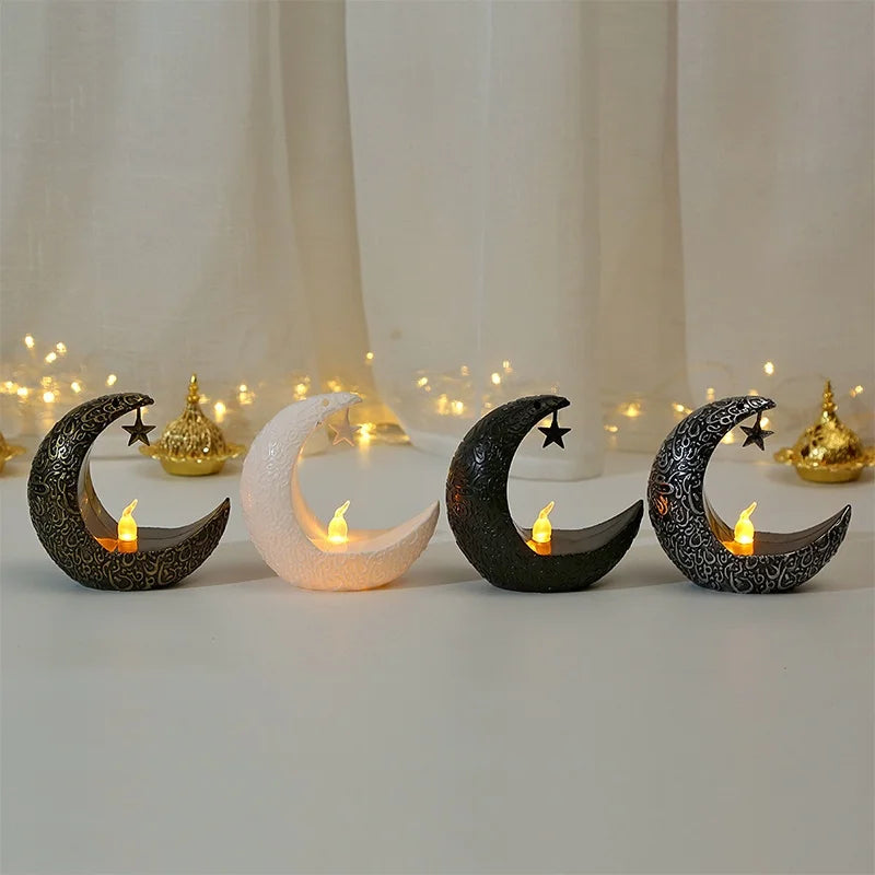 Lámpara de vela LED con forma de estrella y luna para EID Mubarak: decoración del hogar para el Ramadán