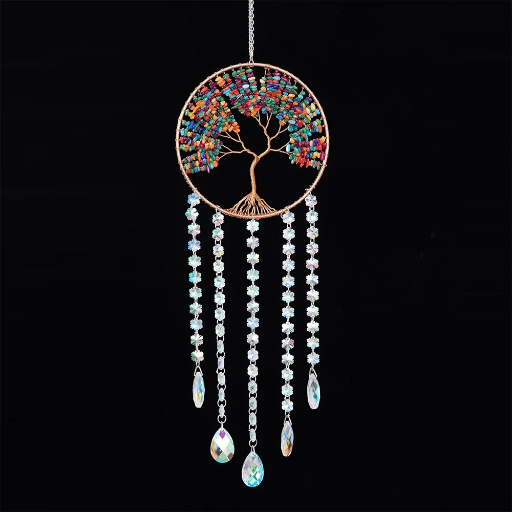 Agate Crystal 7 Chakras Gemstone Dream Catcher Natural Agate Bedroom Wall Hanging Crystal Dream Catcher Home Craft Decorations