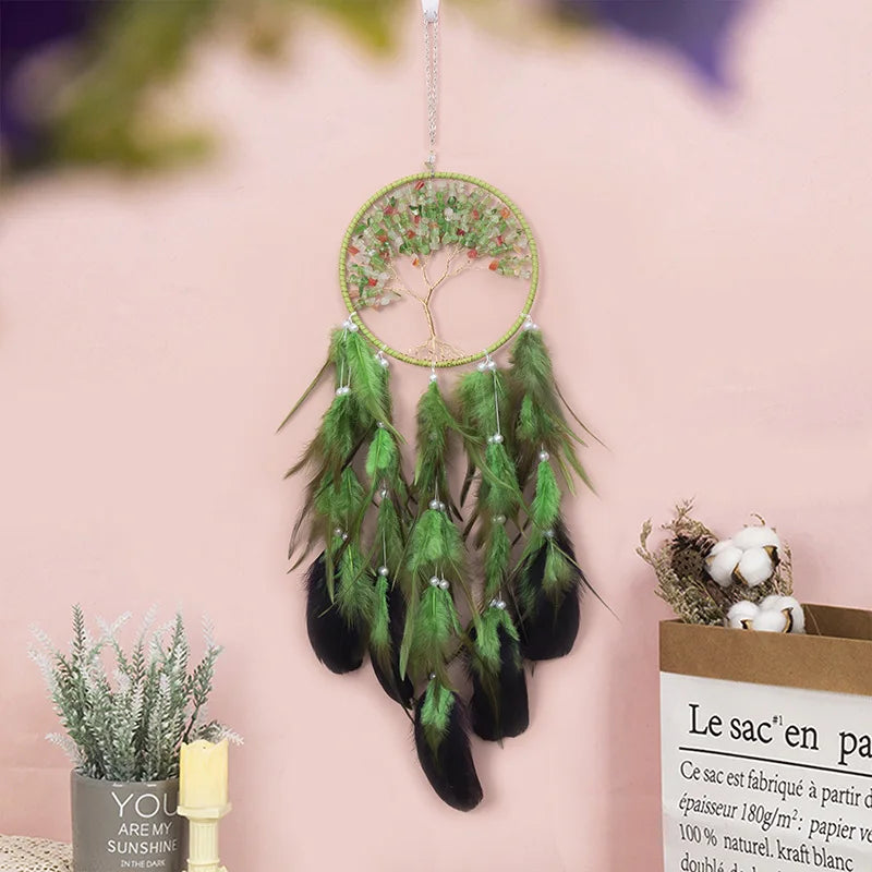 Wall Hanging Dream catchers Gem Crystal Tree Of Life Dream Catcher Home Decoration Room Wind Chimes Ornaments Dream Catchers