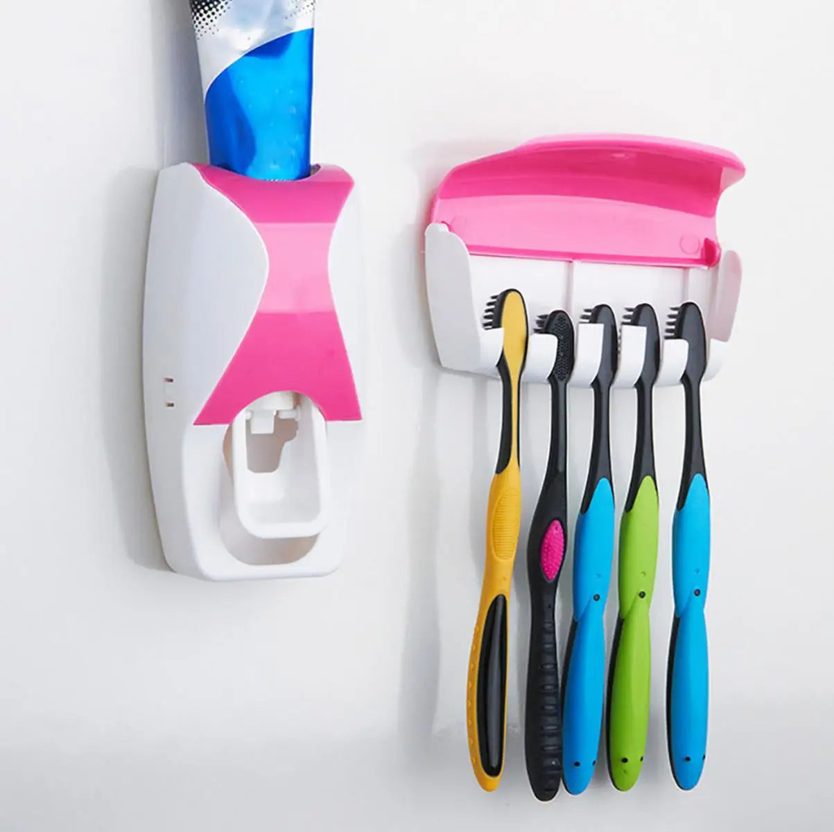 Wall-Mounted Toothbrush Holder & Automatic Toothpaste Dispenser