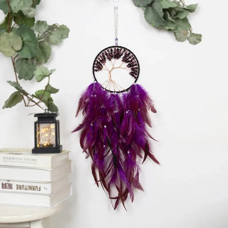 Wall Hanging Dream catchers Gem Crystal Tree Of Life Dream Catcher Home Decoration Room Wind Chimes Ornaments Dream Catchers