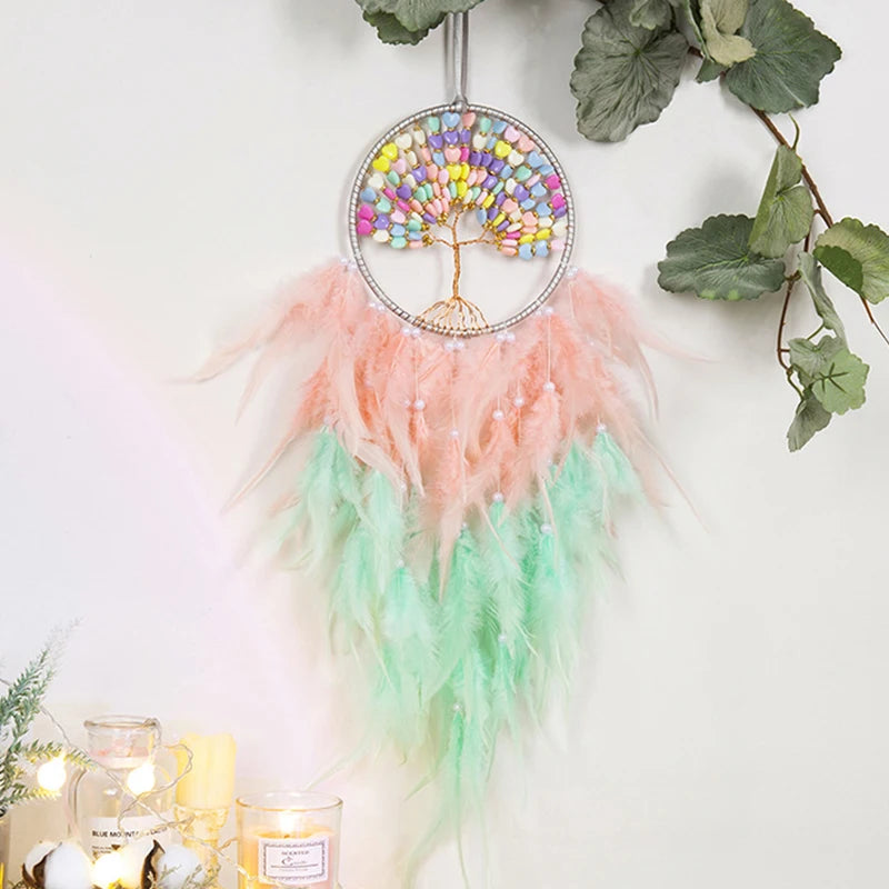 Wall Hanging Dream catchers Gem Crystal Tree Of Life Dream Catcher Home Decoration Room Wind Chimes Ornaments Dream Catchers