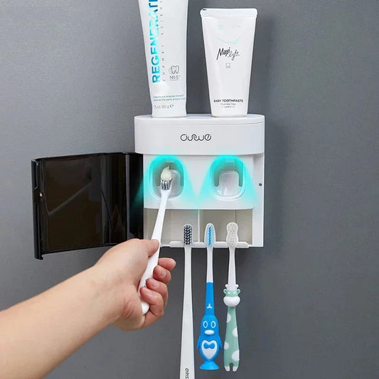 Distributeur et support de dentifrice mural automatique