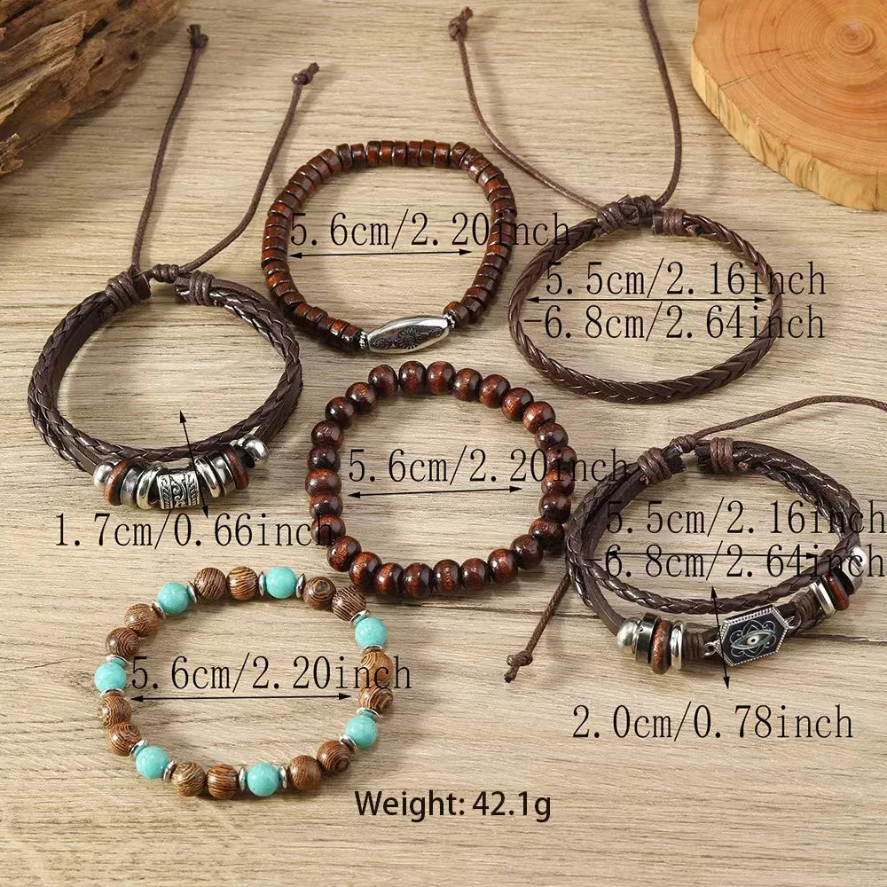 Bohemian Charm Bracelets Set: Feather, Evil Eye, Hamsa Hand & More