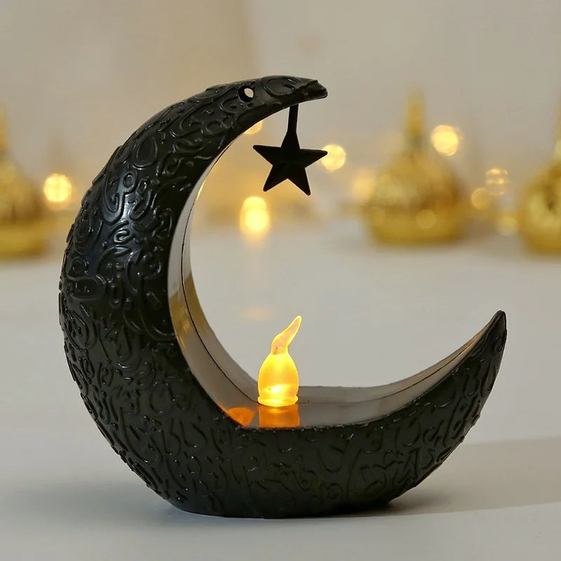 Lámpara de vela LED con forma de estrella y luna para EID Mubarak: decoración del hogar para el Ramadán