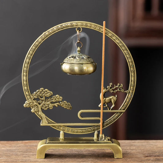 Retro Lotus Flower Incense Burner - Hanging Zinc Alloy