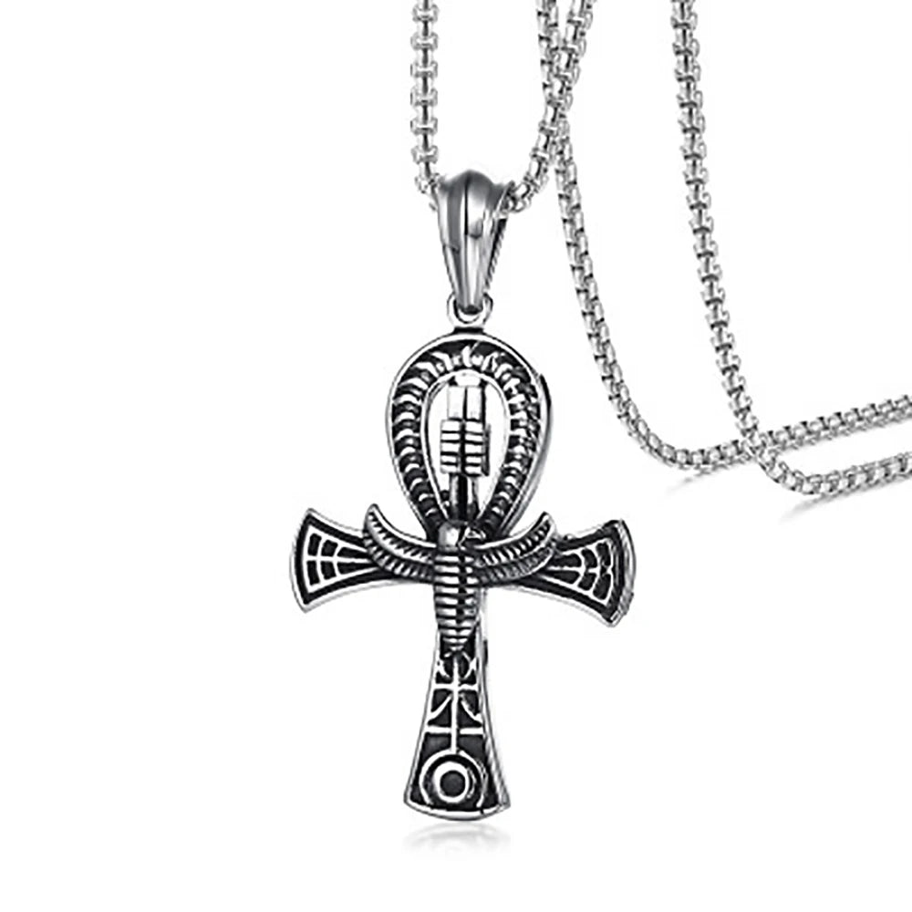 Men's Fresh Life Cross Necklace: Alloy Pendant & Pearl Chain