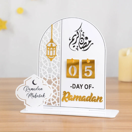 Calendario acrílico de cuenta regresiva para el EID Mubarak 2025 - Decoración del hogar para el Ramadán