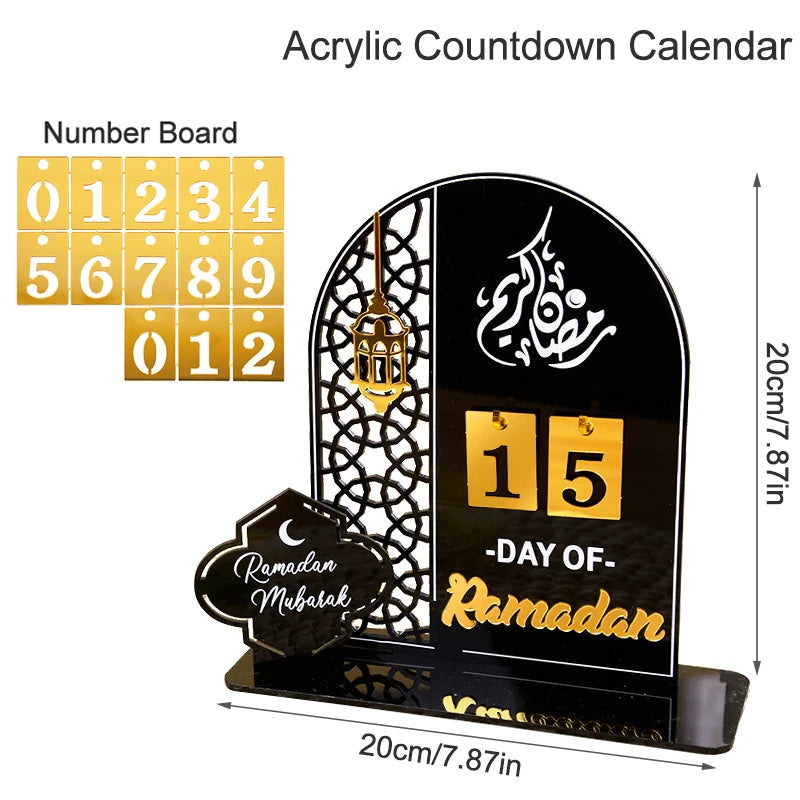 EID Mubarak 2025 Acrylic Countdown Calendar - Ramadan Home Decor