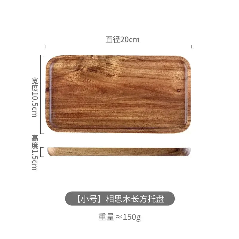 Rectangle Wooden Tea Tray - Serving Plate for Snacks & Food Storage