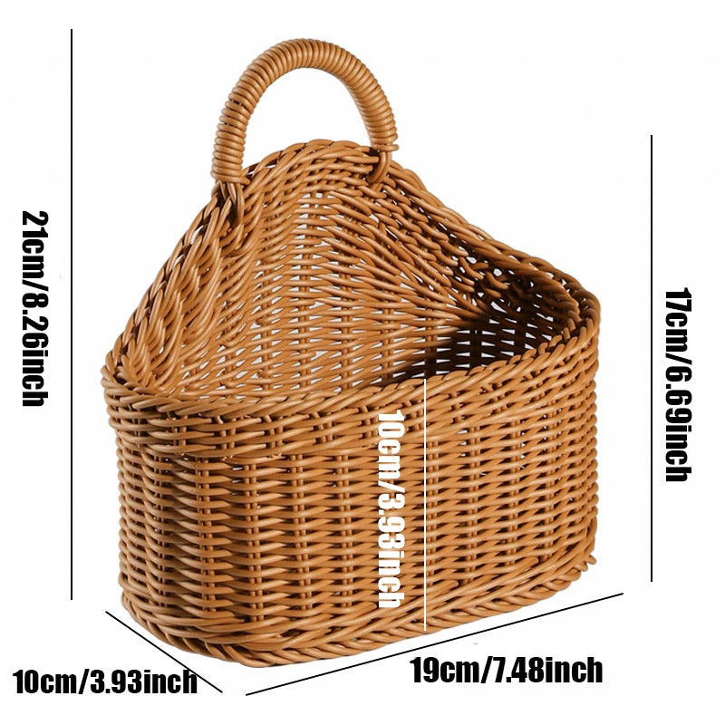 Simulated Rattan Wall-Mounted Produce Basket