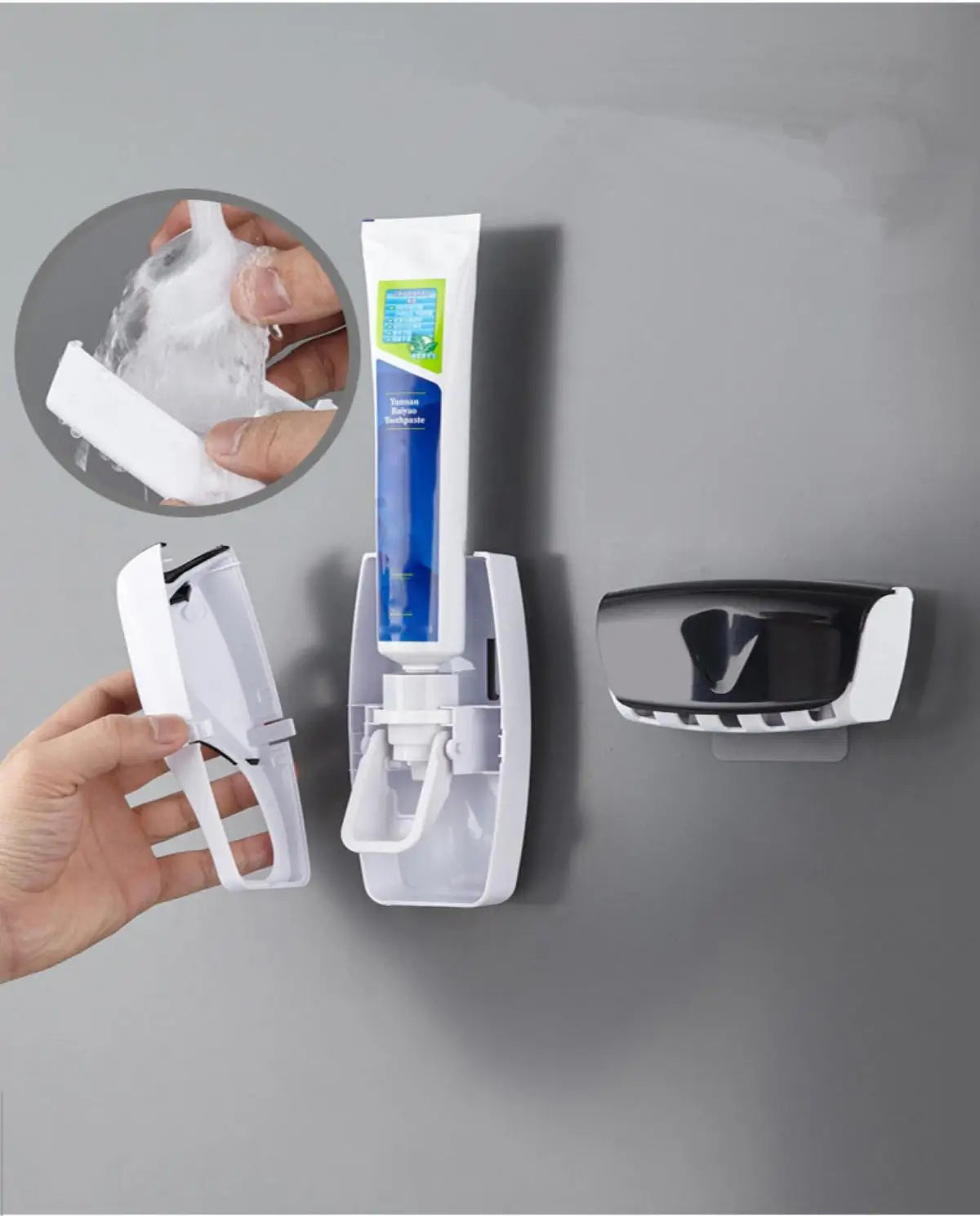 Porte-brosse à dents mural et distributeur automatique de dentifrice