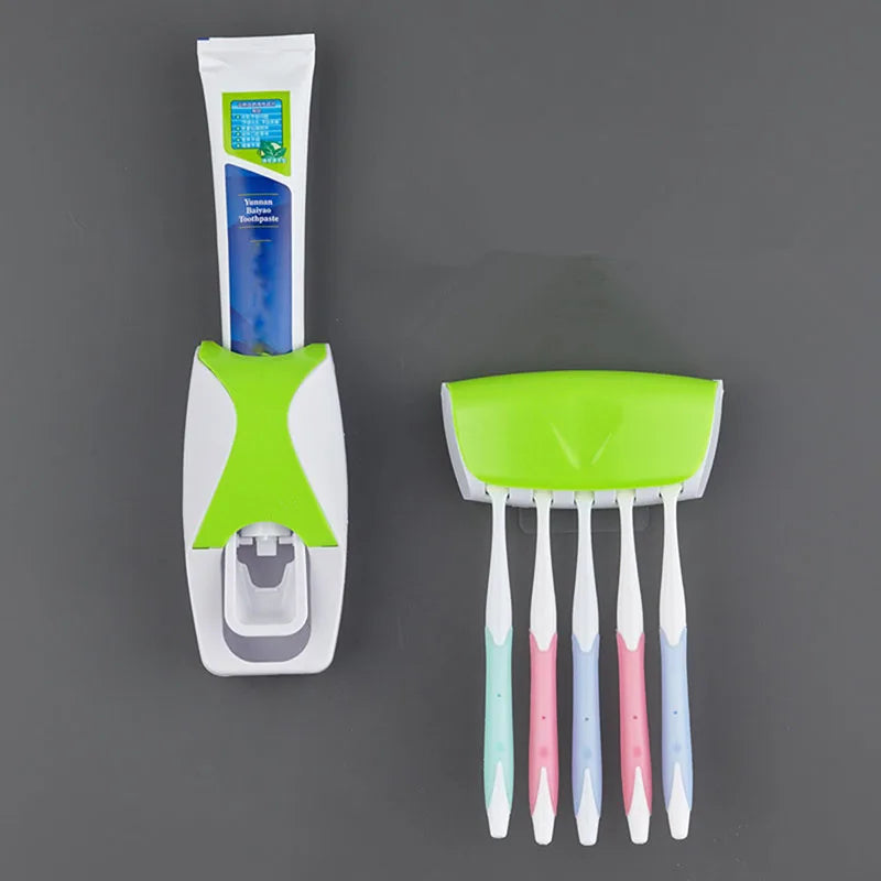 Wall-Mounted Toothbrush Holder & Automatic Toothpaste Dispenser